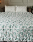 Rosy Green Bed Spread Ivory In Cotton Slub