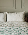 Rosy Green Bed Spread Ivory In Cotton Slub