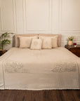 Light Beige Bed Cover Cotton Slub